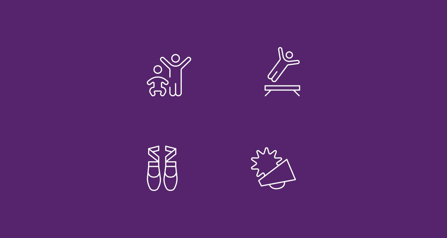 Piktogrammer for gymnastik og danse aktiviteter