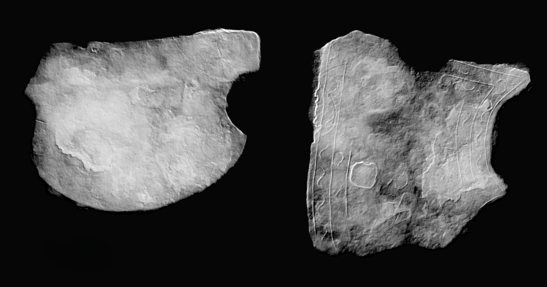 Røntgenfotografi af den romerske hjelm fundet ved Løsning Søndermark